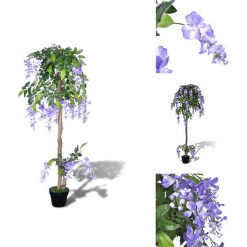 vidaXL Blauwe Regen Kunstplant - 120 cm - 36 bloemtrossen en 630 bladeren - Kunstplant
