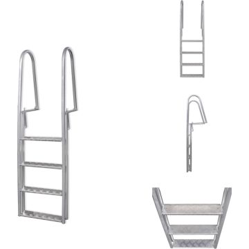 vidaXL Dock ladder - 4 treden - Aluminium - 57 x 50 x 167 cm (B x D x H) - 100 kg - Zwemtrap