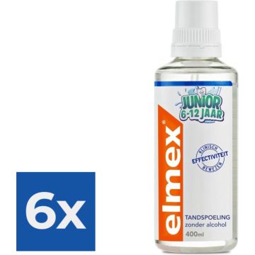 Elmex Junior Tandspoeling met Aminfluoride 6-12 Jaar 400 ml - Voordeelverpakking 6 stuks