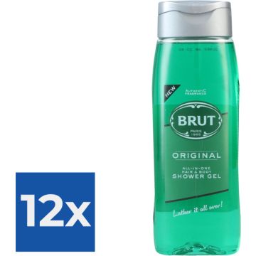 Brut Original All in One Haar en Body Showergel 500 ml - Voordeelverpakking 12 stuks