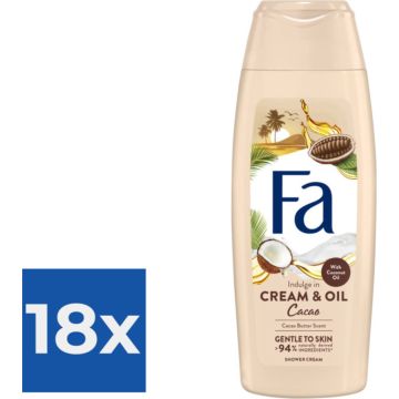 Fa Douche 250 ml Cream &amp; Oil Cacao - Voordeelverpakking 18 stuks