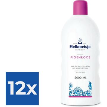 Melkmeisje Bad&amp;Douche Pioenroos - 2000ml - Voordeelverpakking 12 stuks