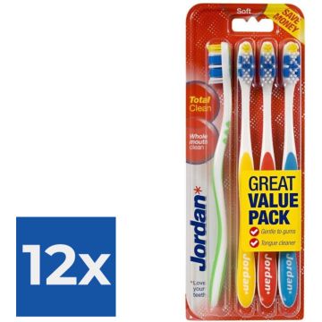 Jordan - Total Clean Tandenborstels Soft - 4 stuks - Voordeelverpakking 12 stuks