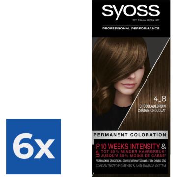 SYOSS Color baseline 4-8 Chocoladebruin Haarverf - 1 stuk - Voordeelverpakking 6 stuks