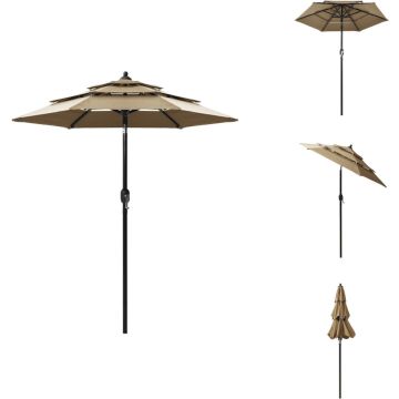 vidaXL parasol - 3-laags - 200 x 228 cm - UV-beschermend en anti-vervagend - Taupe - Parasol