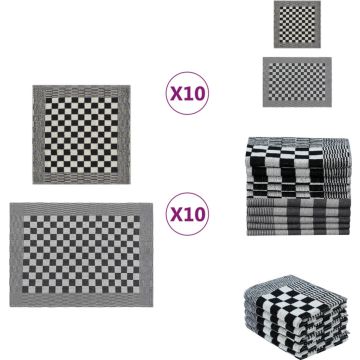 vidaXL Keukendoeken Set - 20 stuks - Superzacht en absorberend - Zwart en wit - 100% katoen - Handdoek