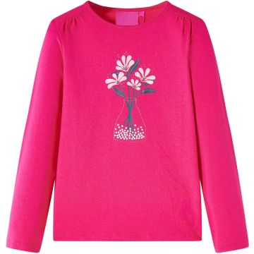 vidaXL-Kindershirt-met-lange-mouwen-bloemenprint-128-felroze