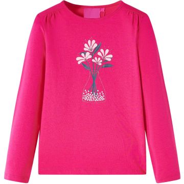 vidaXL-Kindershirt-met-lange-mouwen-bloemenprint-140-felroze