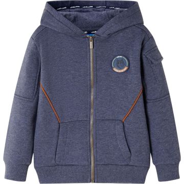 vidaXL-Kindervest-met-capuchon-en-rits-92-gemêleerd-donkerblauw