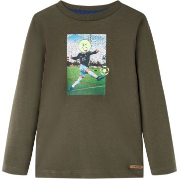 vidaXL-Kindershirt-met-lange-mouwen-voetbalspelerprint-116-kakikleurig