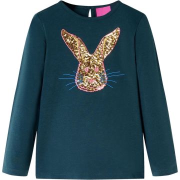 vidaXL-Kindershirt-met-lange-mouwen-konijnenprint-128-donkergroen