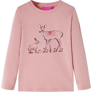 vidaXL-Kindershirt-met-lange-mouwen-hert-en-konijnenprint-128-roze