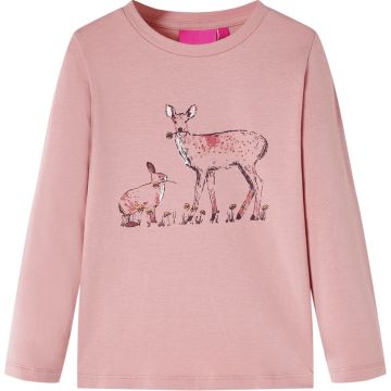 vidaXL-Kindershirt-met-lange-mouwen-hert-en-konijnenprint-116-roze