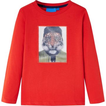 vidaXL-Kindershirt-met-lange-mouwen-tijgerprint-116-rood
