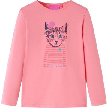 vidaXL-Kindershirt-met-lange-mouwen-kattenprint-140-roze