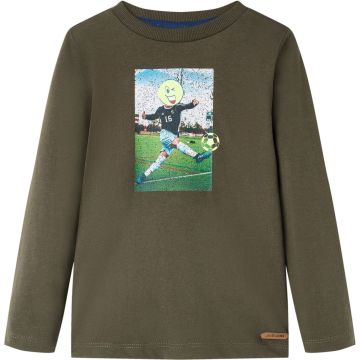 vidaXL-Kindershirt-met-lange-mouwen-voetbalspelerprint-92-kakikleurig