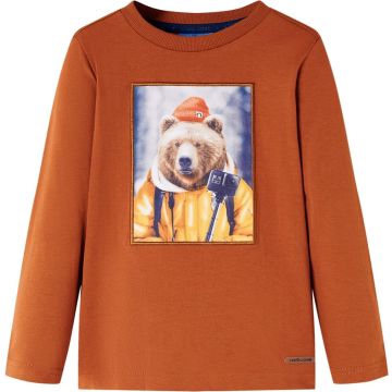 vidaXL-Kindershirt-met-lange-mouwen-berenprint-92-oranjebruin
