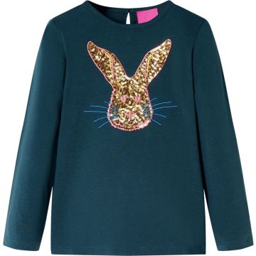 vidaXL-Kindershirt-met-lange-mouwen-konijnenprint-104-donkergroen