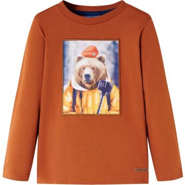 vidaXL-Kindershirt-met-lange-mouwen-berenprint-104-oranjebruin