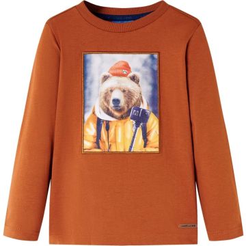 vidaXL-Kindershirt-met-lange-mouwen-berenprint-128-oranjebruin