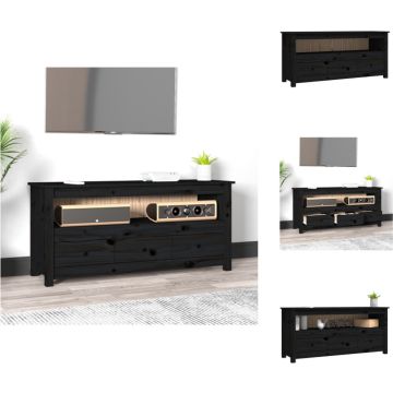 vidaXL Tv-meubel Grenenhout - Landelijke stijl - 114x35x52 cm - Zwart - Kast