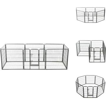 vidaXL Hondenren 8 Panelen - 80x80 cm - Gepoedercoat staal - Kennel
