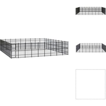 vidaXL Hondenkennel - Stalen Stangen - 864 x 864 x 200 cm - Zwart - Afsluitbaar vergrendelingssysteem - Kennel