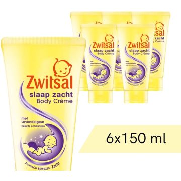 Voordeelverpakking: 6x Zwitsal Body Creme - Slaap Zacht Lavendel - 150 ml