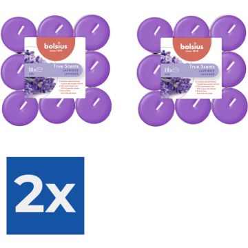 Bolsius True Scents theelichten lavendel (18st) - Voordeelverpakking 2 stuks