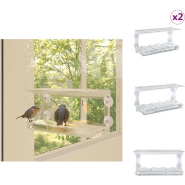 vidaXL Vogelvoederbak voor raam - Transparant acryl - 30 x 14.5 x 5 cm - Inklapbaar - Vogelvoederplek