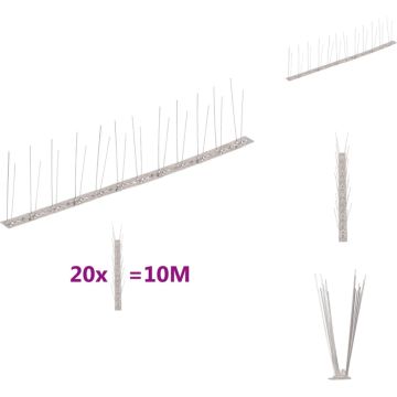 vidaXL Vogelpinnen - Roestvrij staal - 50 x 2.5 cm (L x B) - 10m lengte - Afweermiddel