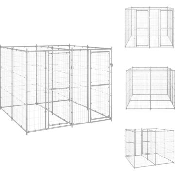 vidaXL Hondenkennel - Draadgaas - 220 x 220 x 180 cm - Met deuren - Zilver - Kennel