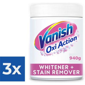 Vanish - Oxi Action - Witte Was Vlekverwijderaar - Poeder - 940gram - Voordeelverpakking 3 stuks