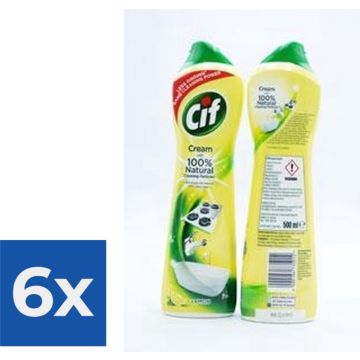 Cif Cream Citrus Schuurmiddel - 500 ml - Voordeelverpakking 6 stuks