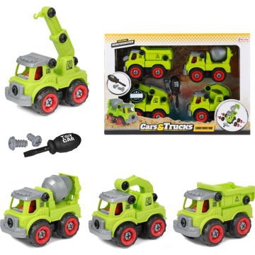 Toi-Toys Cars and Trucks Bouwvoertuigen &amp; Accessoires - 4 stuks (72398A)