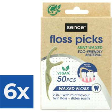 Sence Fresh Flosser 2 in 1 Bamboo 50 stuks - Voordeelverpakking 6 stuks