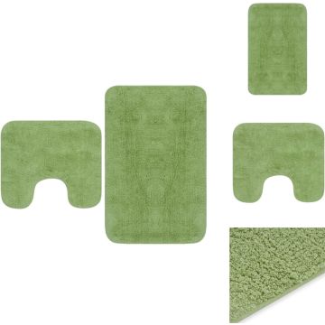 vidaXL Badmattenset Groen 100% Katoen - 63 x 93 cm - Anti-slip onderkant - Badkameraccessoireset