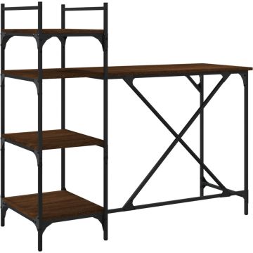 vidaXL-Computerbureau-met-schappen-120x47x109-cm-bruin-eikenkleur