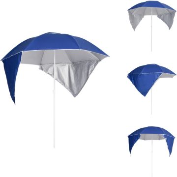 vidaXL Strandparasol - Blauw - 190x202/218 cm - Uv-bescherming - Waterbestendig - Parasol