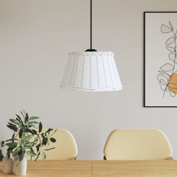 The Living Store Plafondlampkap - Natuurlijk wicker - 50 x 30 cm - Wit - Geschikt voor E27 peertjes