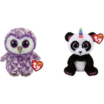 Ty - Knuffel - Beanie Boo's - Moonlight Owl &amp; Paris Panda