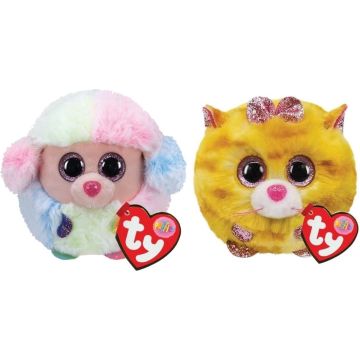 Ty - Knuffel - Teeny Puffies - Rainbow Poodle &amp; Tabitha Cat