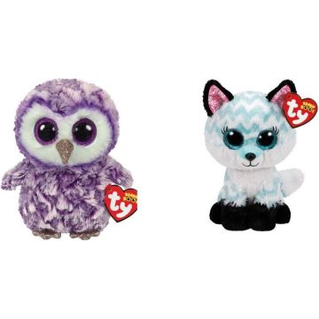 Ty - Knuffel - Beanie Boo's - Moonlight Owl &amp; Atlas Fox