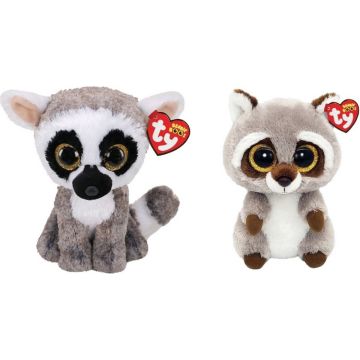 Ty - Knuffel - Beanie Boo's - Linus Lemur &amp; Racoon