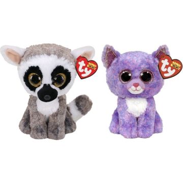 Ty - Knuffel - Beanie Boo's - Linus Lemur &amp; Cassidy Cat