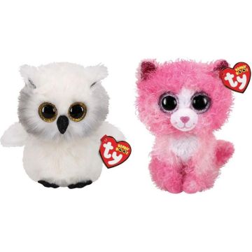 Ty - Knuffel - Beanie Boo's - Ausitin Owl &amp; Reagan Cat