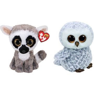Ty - Knuffel - Beanie Boo's - Linus Lemur &amp; Owlette Owl