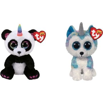 Ty - Knuffel - Beanie Boo's - Paris Panda &amp; Helena Husky