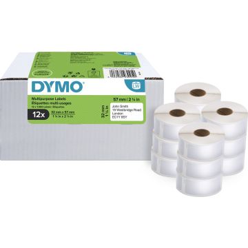 DYMO originele LabelWriter multifunctionele labels | 32 mm x 57 mm | 12 met elk 1000 labels (12.000 zelfklevende etiketten) | voor de LabelWriter labelprinters | gemaakt in Europa