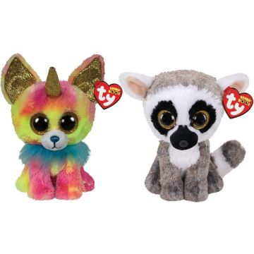 Ty - Knuffel - Beanie Boo's - Yips Chihuahua &amp; Linus Lemur